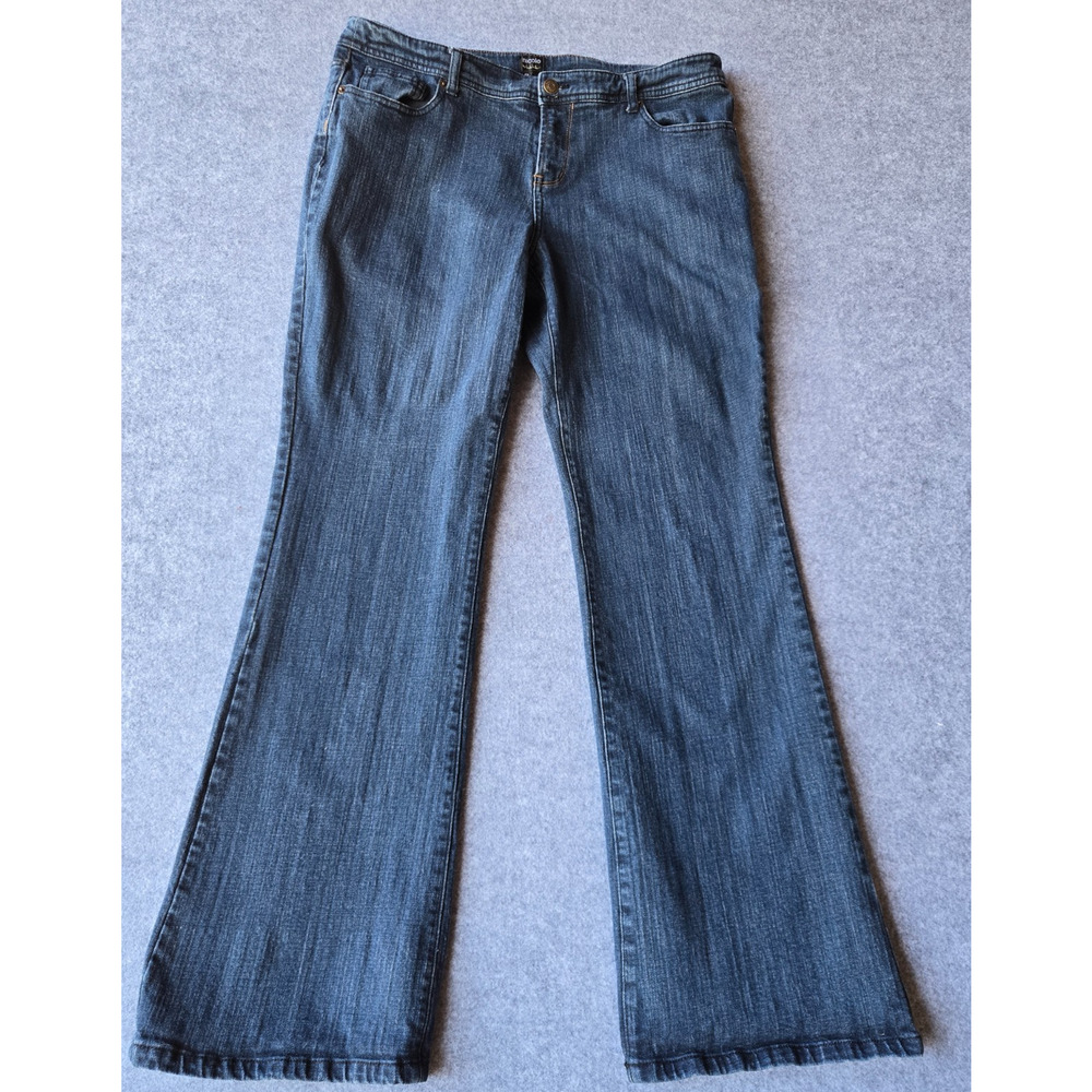 Nicole Miller Women's Wide Leg Jeans Dark Wash Mid Rise Size 12 (34x31)